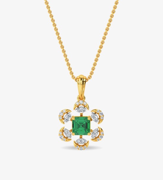 Esra Floral Diamond Pendant Set White Gold