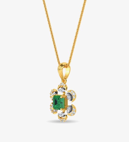 Esra Floral Diamond Pendant Set White Gold