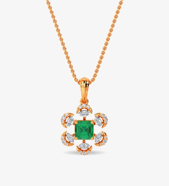 Esra Floral Diamond Pendant Set White Gold