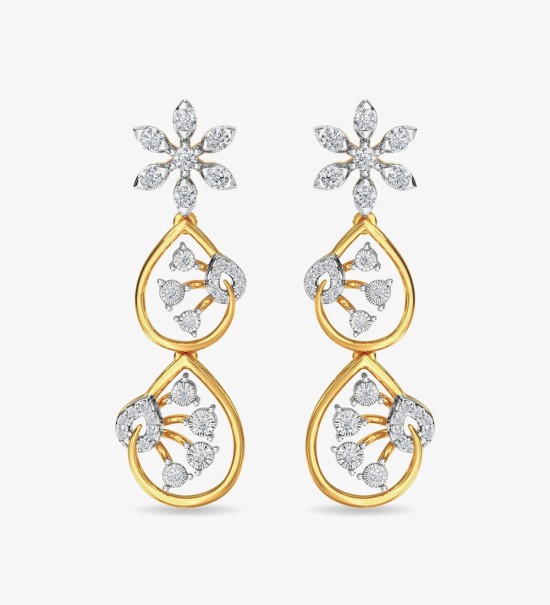 Diamond Trinity Earring Dangler Rose Gold