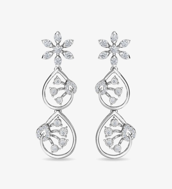 Diamond Trinity Earring Dangler Rose Gold