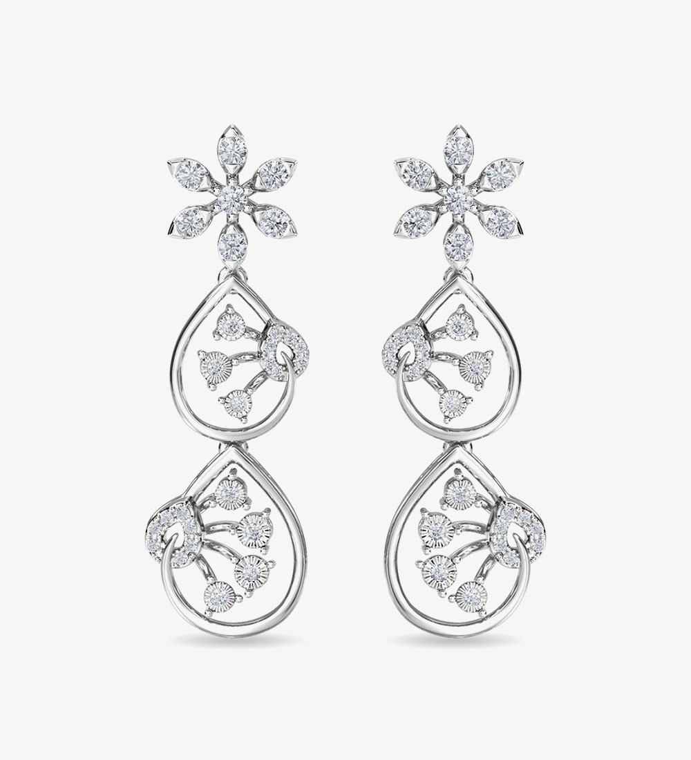 Diamond Trinity Earring Dangler Rose Gold