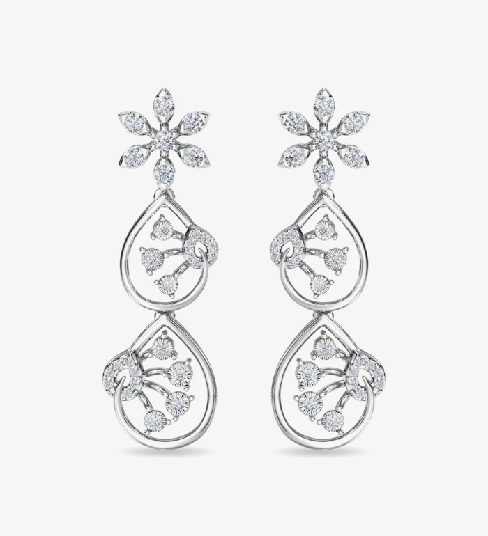 Diamond Trinity Earring Dangler Rose Gold